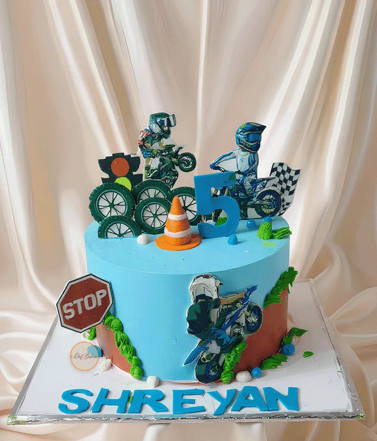 Bike Race Theme Cake