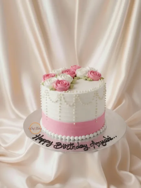 Pink Rose Birthday Cake