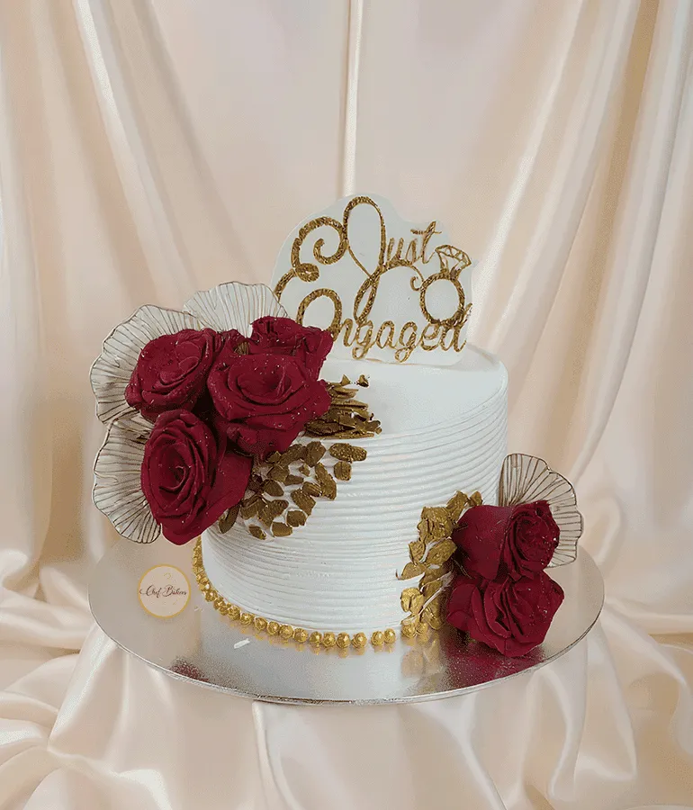 Red Rose Engagement Cake