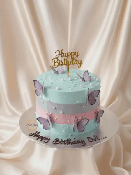 Butterfly Birthday Cake with Pastel Colors