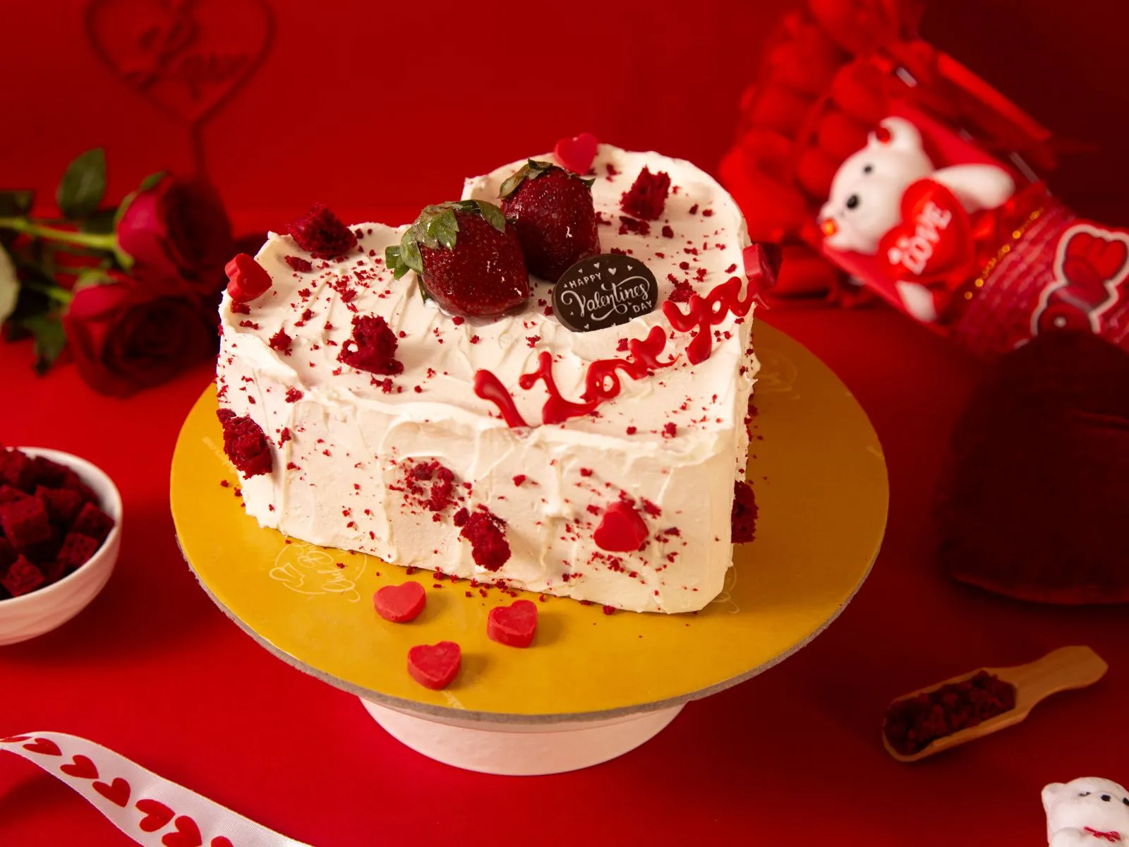 Valentine Heart Shape Red Velvet Cake