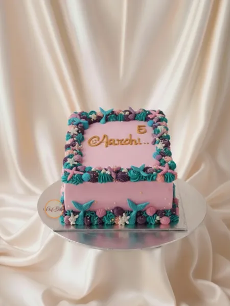 Mermaid Theme Square Cake