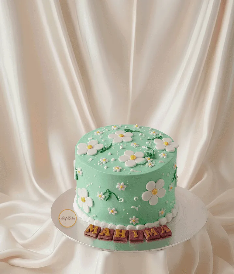 Mint Daisy Floral Cake