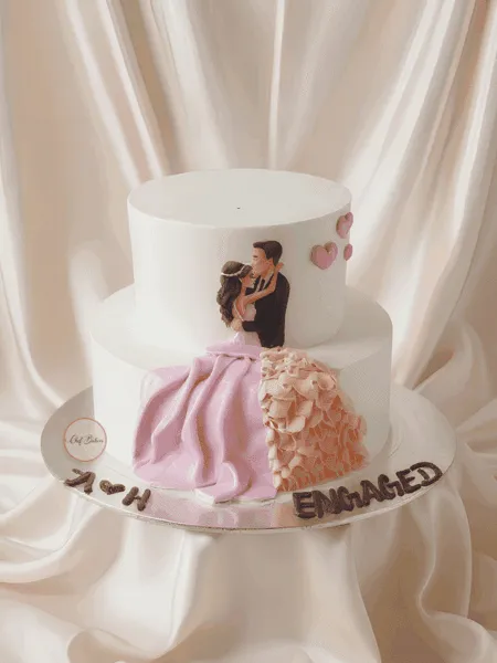 Engagement Couple Theme Cake