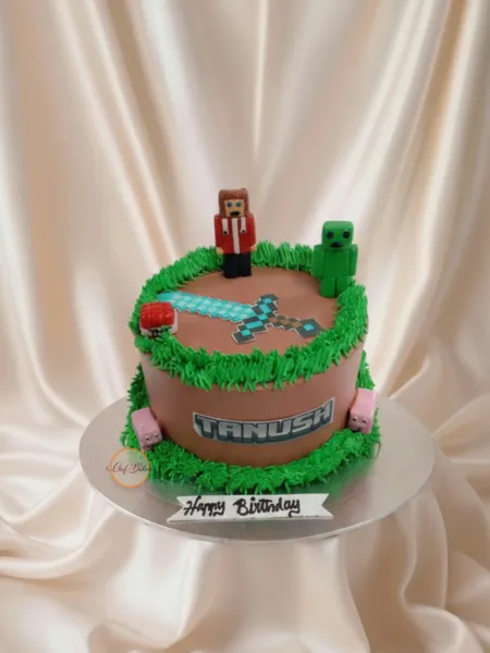 Minecraft Cake with Sword Topper